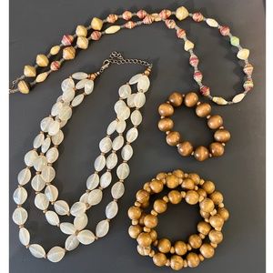 NATURE IS CALLING: Upcycled Vintage Wood, Paper & Stone JEWELRY SET